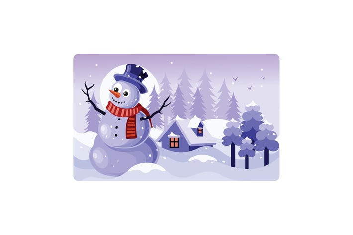 Snowman with a Scarf Winter Illustration