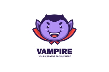 Cute Vampire Halloween Party Mascot Logo Template