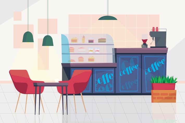 Inside cafe - Illustration Background
