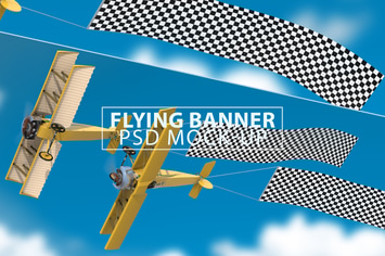 Flying Banner PSD Mock-up