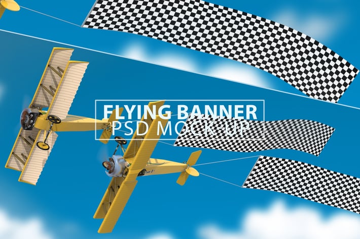 Flying Banner PSD Mock-up