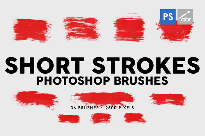 36 Short Ink Strokes Photoshop Stamp Brushes