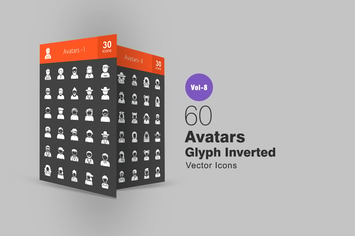 60 Avatars Glyph Inverted Icons