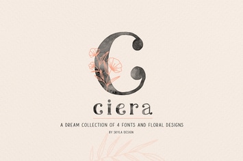 Ciera watercolor svg font, florals & logos