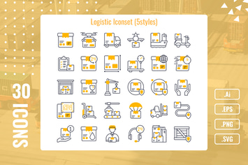 30 Iconset Logistics with 5 styles variant