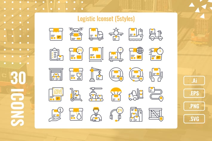30 Iconset Logistics with 5 styles variant