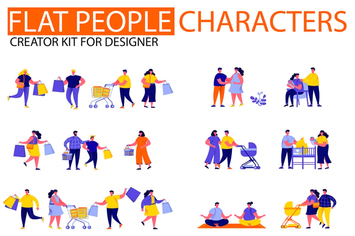 Modern Flat People Character Creator Kit