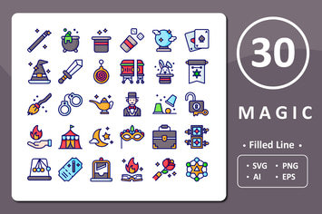 30 Magic Icons - Filled Line
