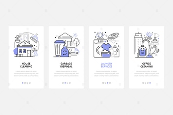Cleaning Services - Modern Line Design Style Icons