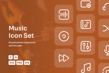 Music Dashed Line Icon Set