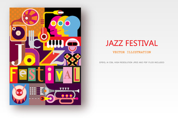 Jazz Festival Poster Design, vector illustration
