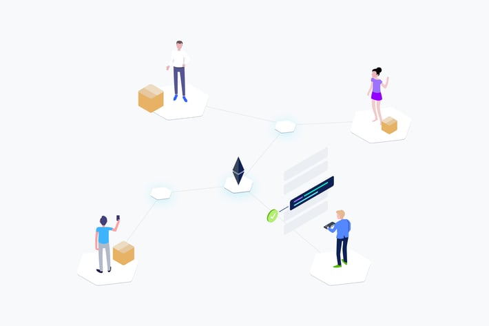 Blockchain Supply Chain Isometric Illustration