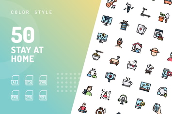 Stay At Home Color Icons