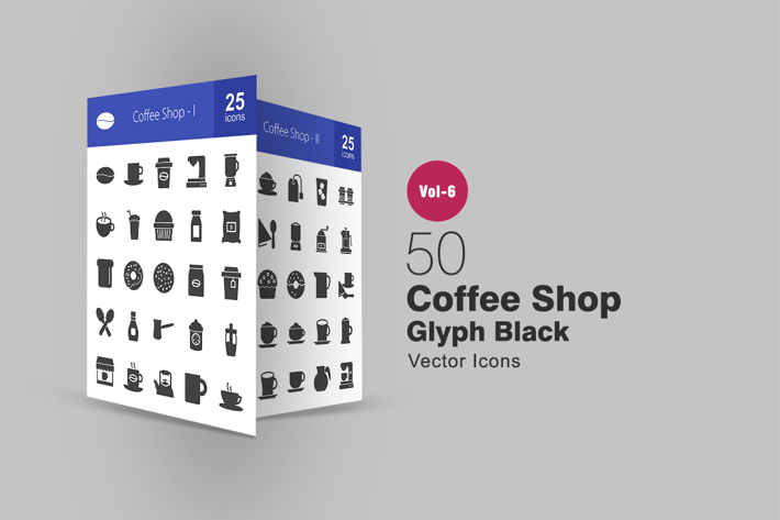 50 Coffee Shop Glyph Icons