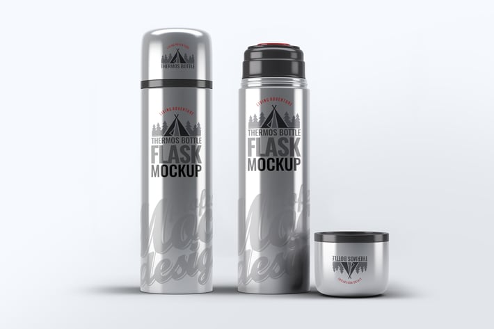 Steel Thermos Bottle Mock-Up