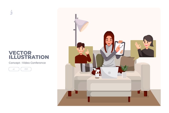 Video Conference - Vector Illustration 