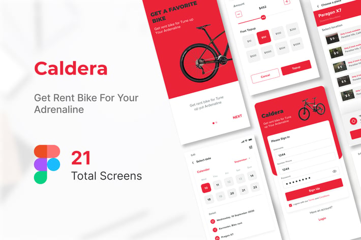 Caldera - Mountain Bike Rental Mobile App UI kit 