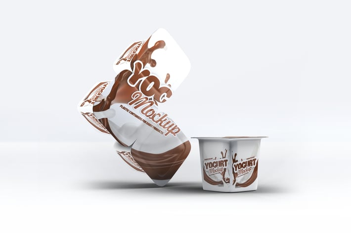 Four Plastic Container for Yogurt Mock-Up