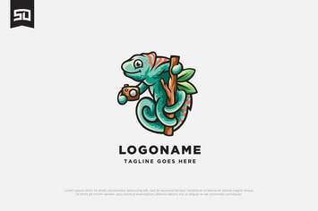 Camera Chameleon Character Logo Design