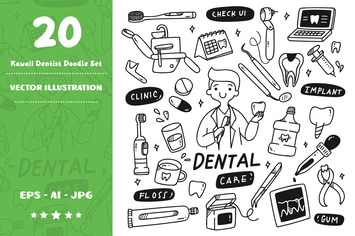 Kawaii Dentist Doodle Set