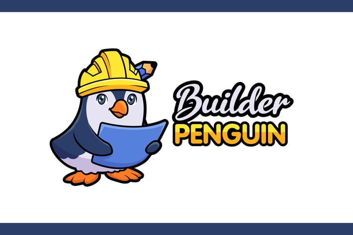 Cartoon Penguin Builder Character Mascot Logo