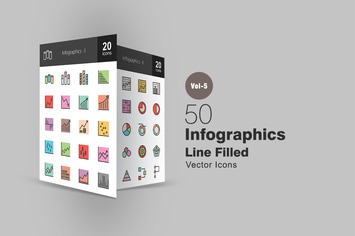 40 Infographics Line Filled Icons