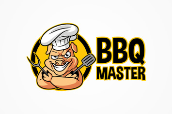 BBQ Master - Barbecue Pig Character Mascot Logo