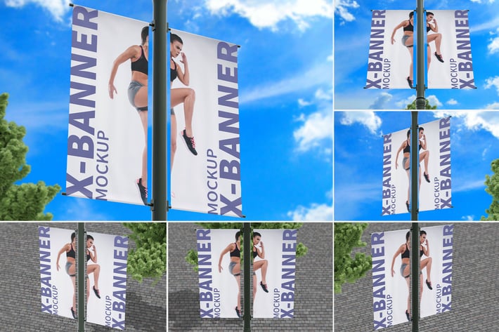 Street Pole Banner Mockup