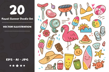 Kawaii Summer Doodle Set