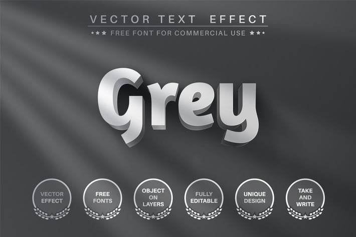 3D Grey - Editable Text Effect, Font Style