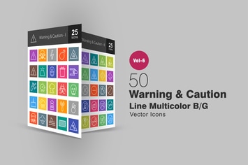 50 Warning & Caution Line Multicolor B/G Icons