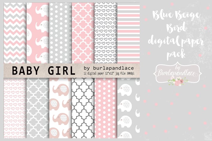 Baby girl digital paper pack