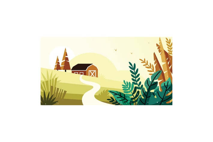 Beautiful scenery in the village illustration