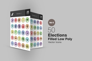 50 Elections Filled Low Poly Icons