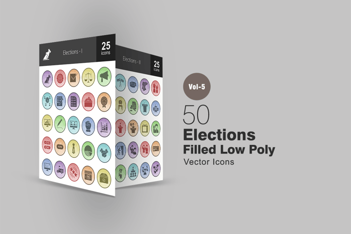 50 Elections Filled Low Poly Icons