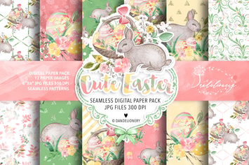 Cute Easter digital paper pack