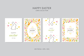 Happy Easter Card Vector Set