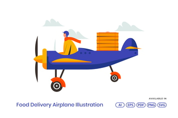 Food Delivery Airplane Illustration