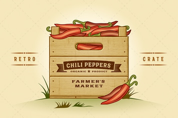 Retro Crate of Chili Peppers