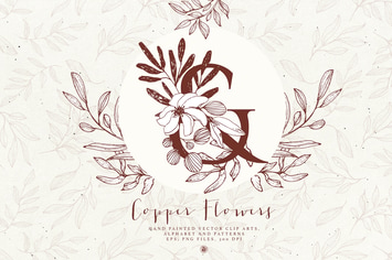 Copper Flowers and Alphabet