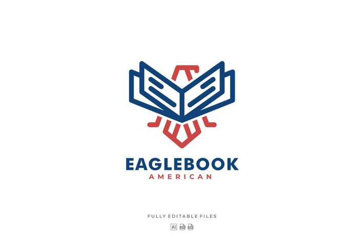 Eagle and Book Line Art Style Logo