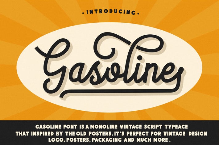 Gasoline - Monoline Vintage Script Font