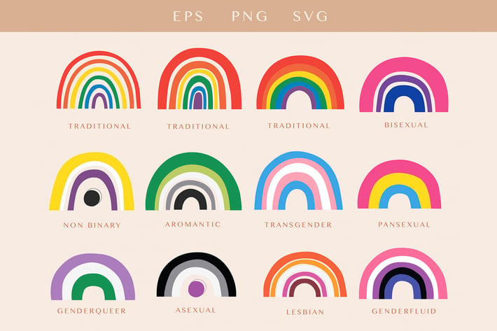 LGBTQ Pride Rainbow Flags Set