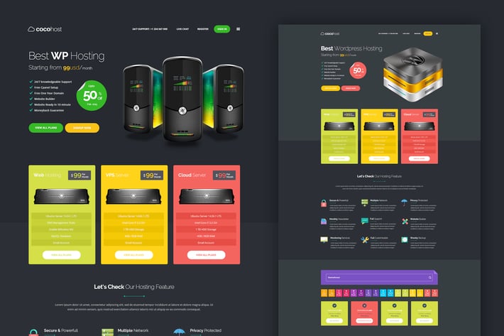 Web Hosting Dark PSD Template