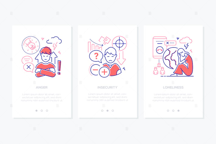 Teen Problems Line Design Style Web Banners 