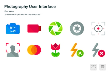 Photography User Interface Flat Colored Icons