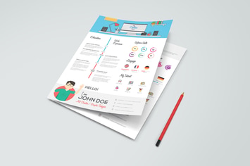 Simple Flat Resume with Infographics