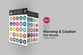 50 Warning & Caution Glyph Multicolor BG Icons