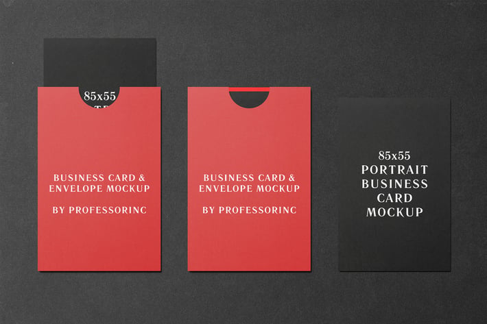 85x55 Portrait Business Card Mockup