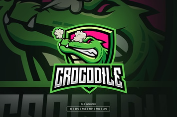 Crocodile esport logo template